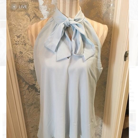 14 Blue Tie Blouse Top - Picture 11 of 14